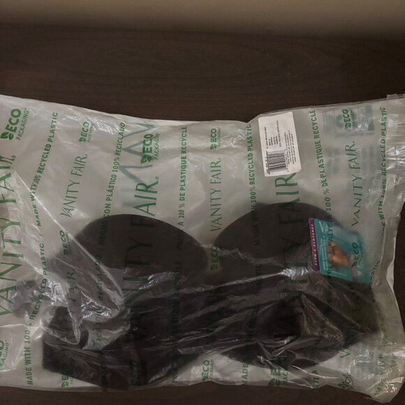 Vanity Fair Beauty Back Strapless Convertible Bra Black 38D 4-Way Stretch For Sm - Picture 4 of 6